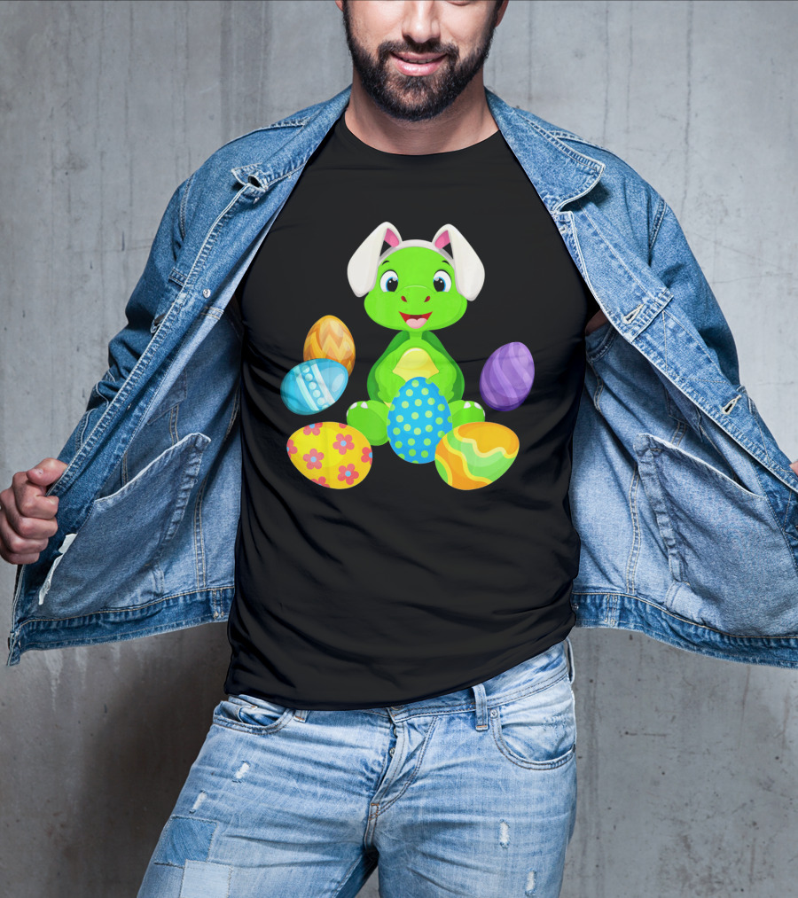 Turtle Bunny Rabbit With Hat Holding Easter Eggs T-Shirt