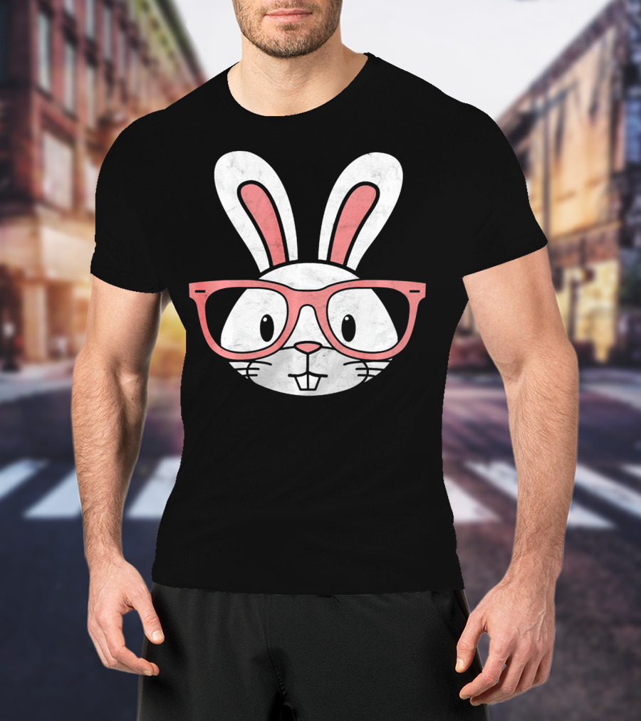 Funny Easter Bunny Hipster Glasses T-Shirt