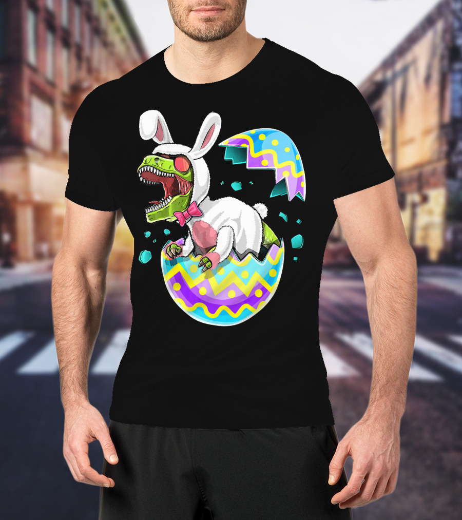 Happy Easter Rex Dinosaur Bunny In Eggshell Costume T-Shirt