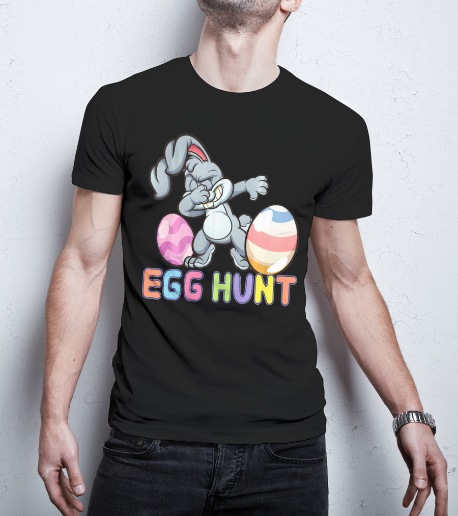 Dabbing Bunny Egg Hunt Easter Celebration With Colorful Eggs T-Shirt