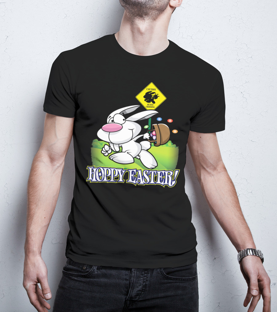 Caution Bunny Crossing Cute Funny Easter Bunny Hoppy Easter T-Shirt