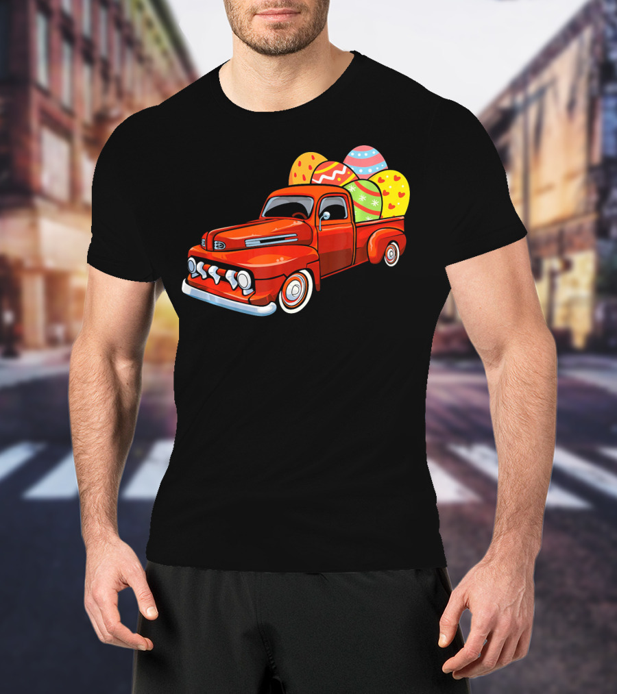 Vintage Easter Egg Pickup Truck With Colorful Eggs T-Shirt