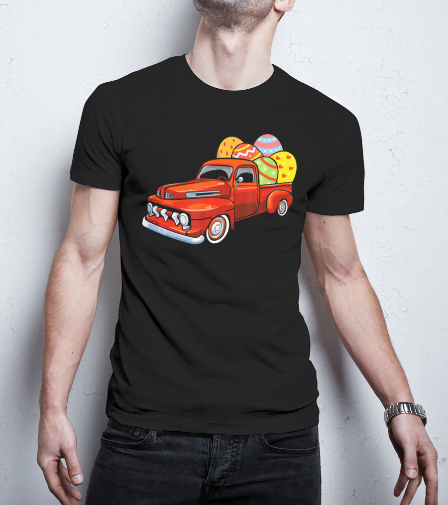Vintage Easter Egg Pickup Truck With Colorful Eggs T-Shirt