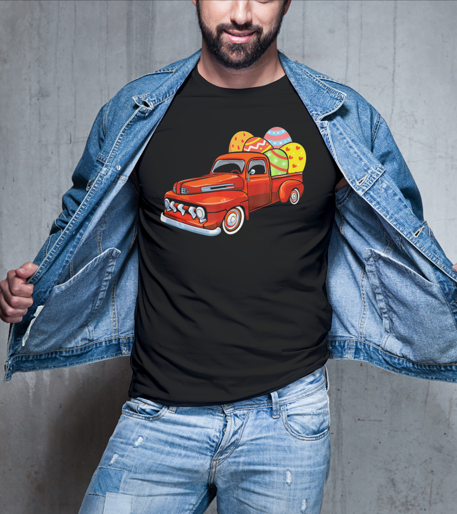 Vintage Easter Egg Pickup Truck With Colorful Eggs T-Shirt