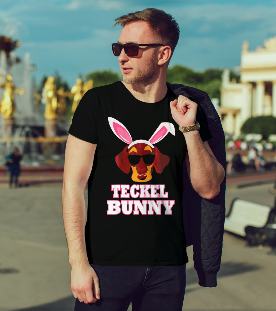 Teckel Bunny Rabbit Dog With Cool Glasses T-Shirt