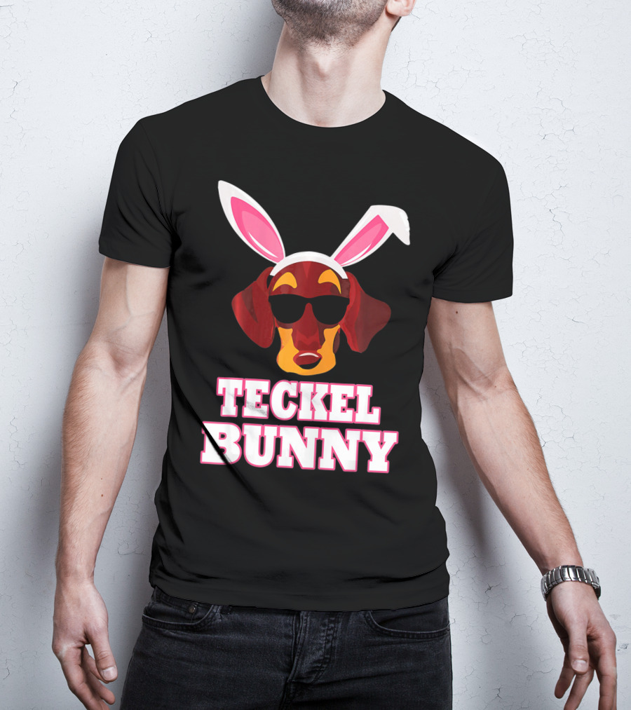 Teckel Bunny Rabbit Dog With Cool Glasses T-Shirt
