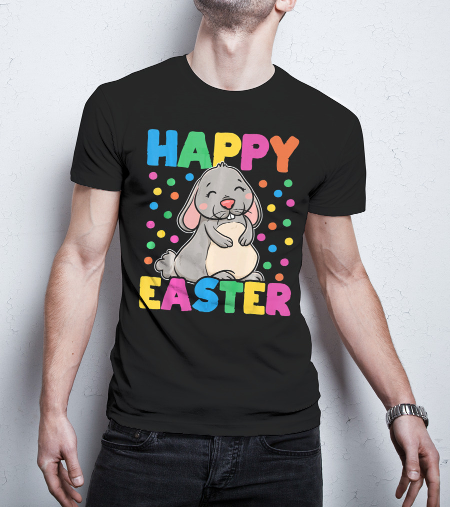 Happy Easter Bunny With Colorful Dots T-Shirt