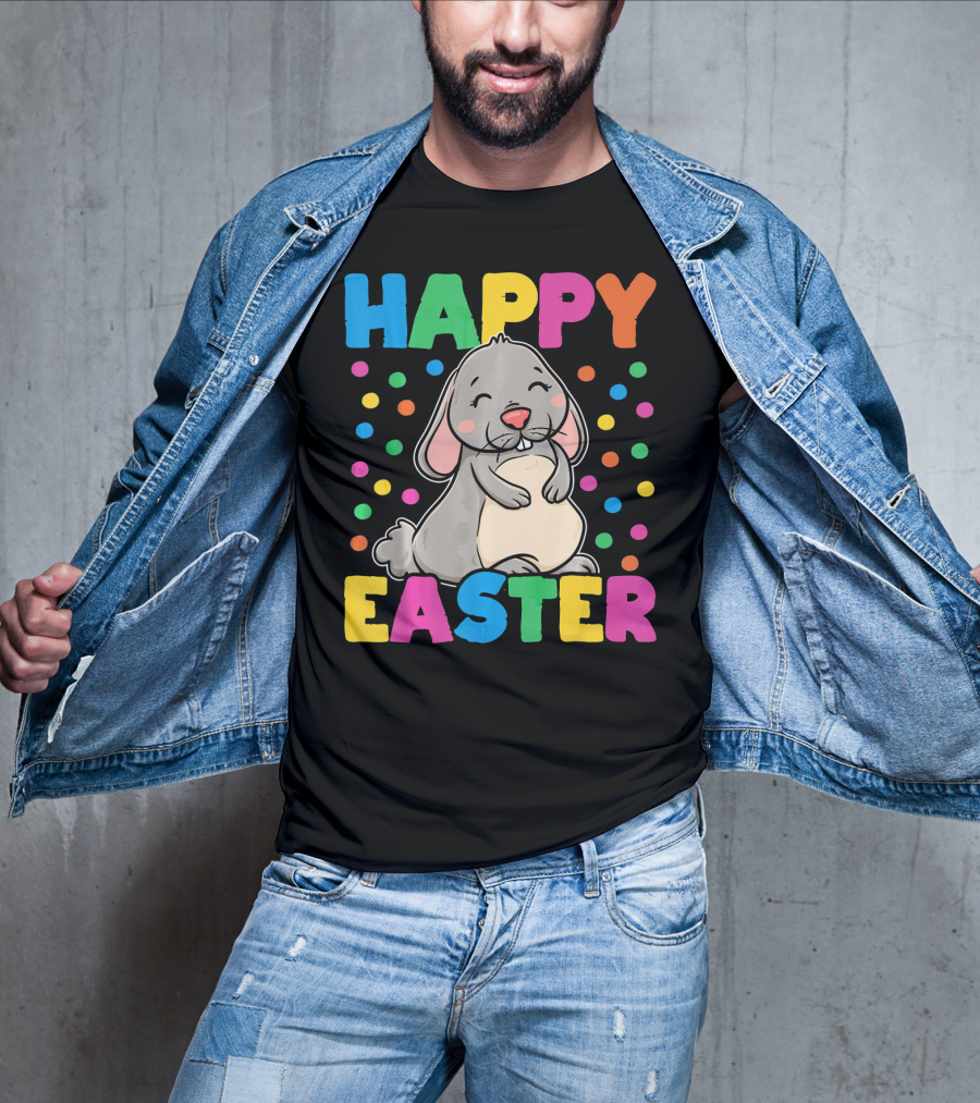 Happy Easter Bunny With Colorful Dots T-Shirt