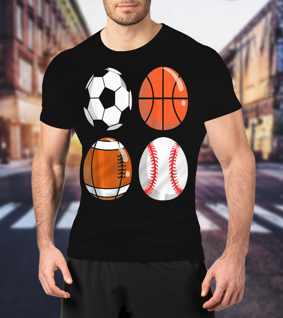 Easter Eggs Football Rugby Basketball Baseball Soccer T-Shirt