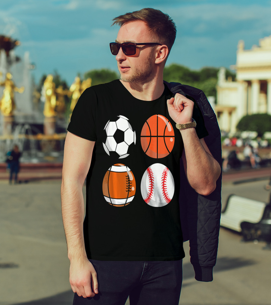 Easter Eggs Football Rugby Basketball Baseball Soccer T-Shirt