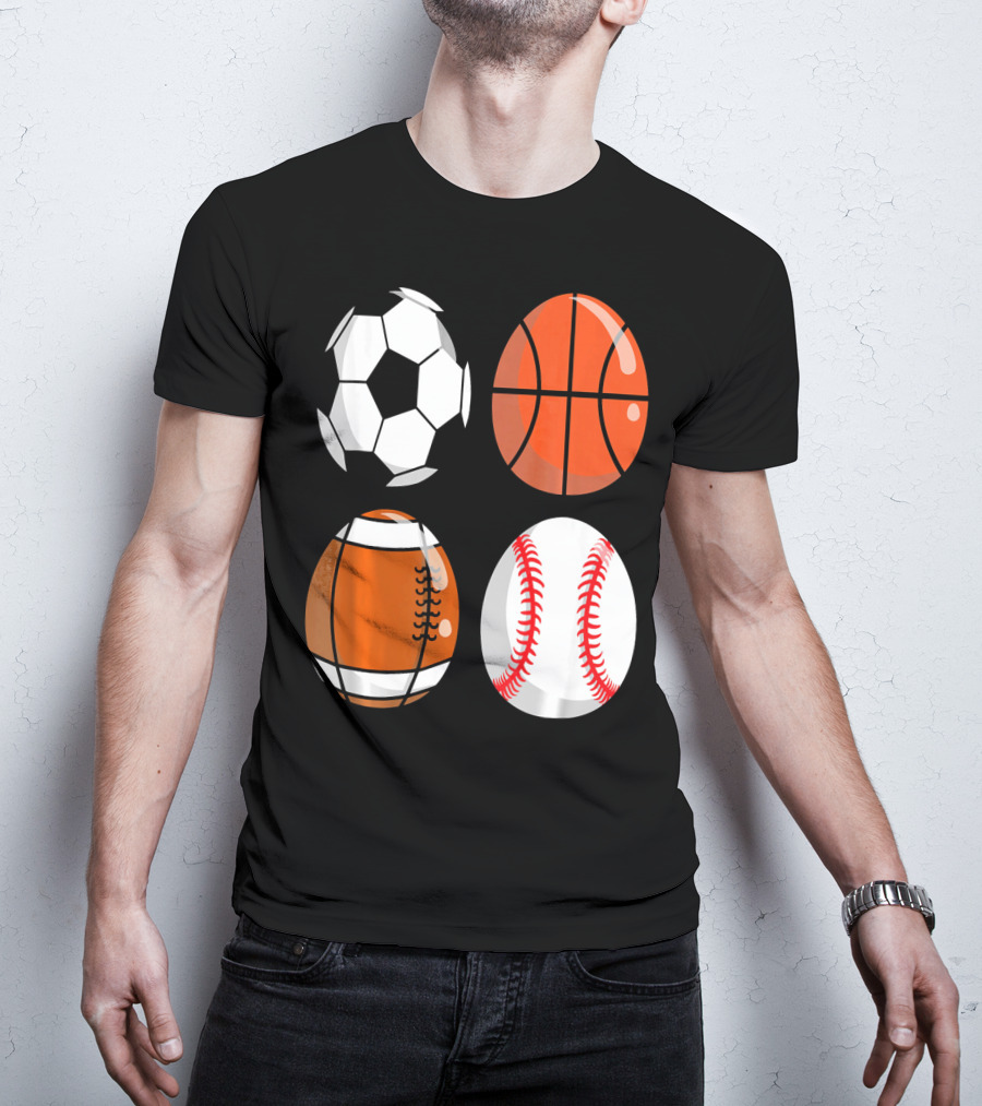 Easter Eggs Football Rugby Basketball Baseball Soccer T-Shirt