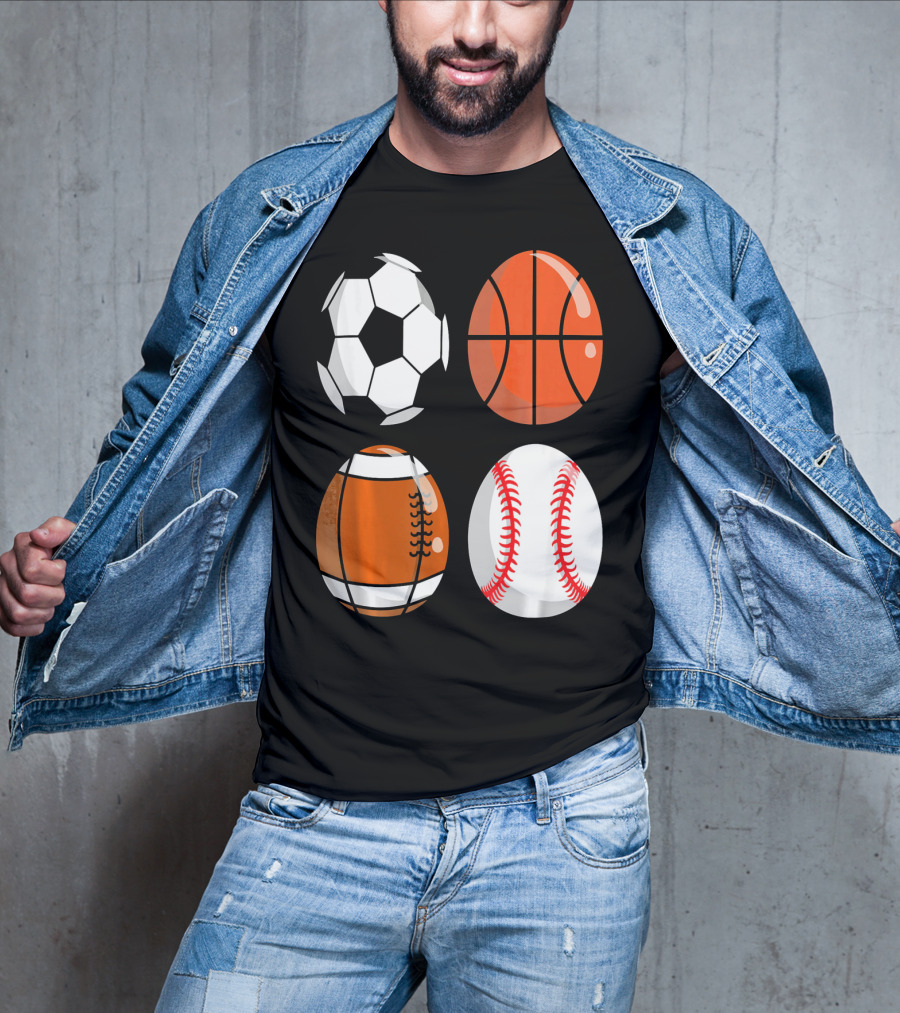 Easter Eggs Football Rugby Basketball Baseball Soccer T-Shirt