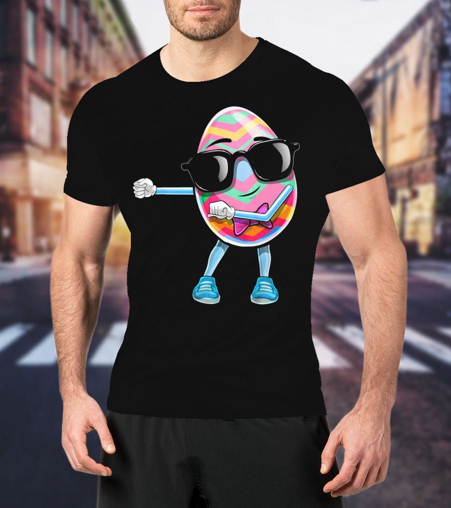 Flossing Easter Egg Kids Funny Dance With Sunglasses T-Shirt