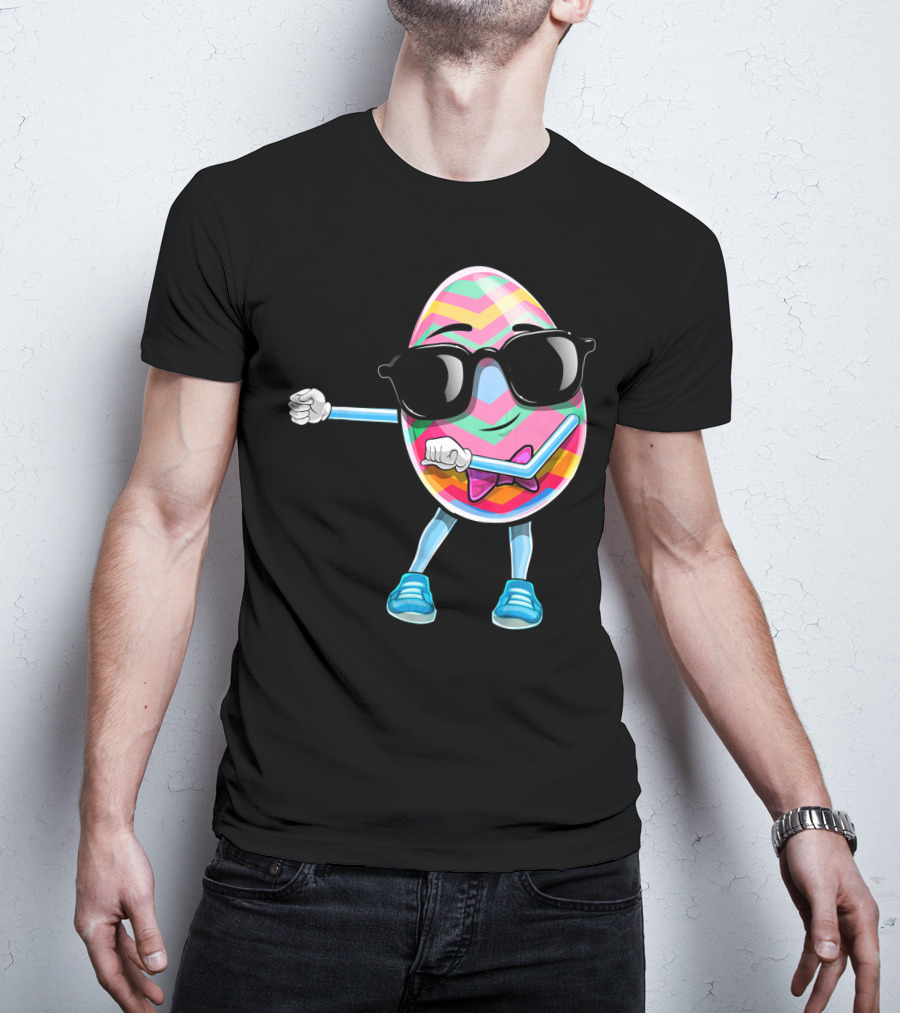 Flossing Easter Egg Kids Funny Dance With Sunglasses T-Shirt