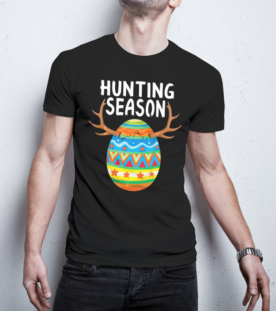 Hunting Season Easter Egg With Antlers T-Shirt
