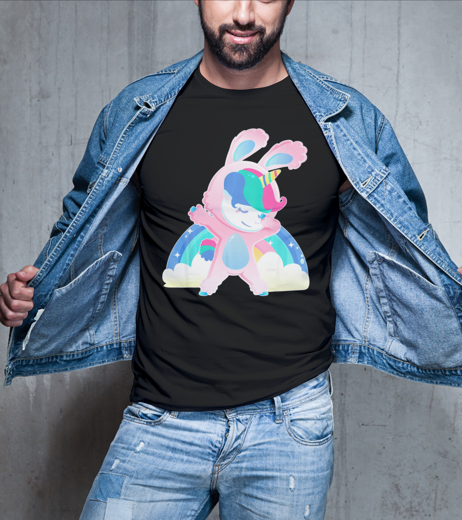 Unicorn Bunny Rabbit Costume Easter Rainbow Wings T-Shirt