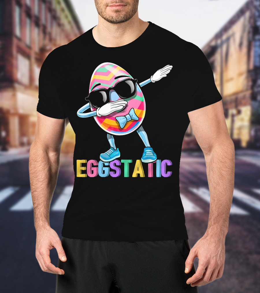 Eggstatic Colorful Dabbing Sunglasses Easter Egg T-Shirt