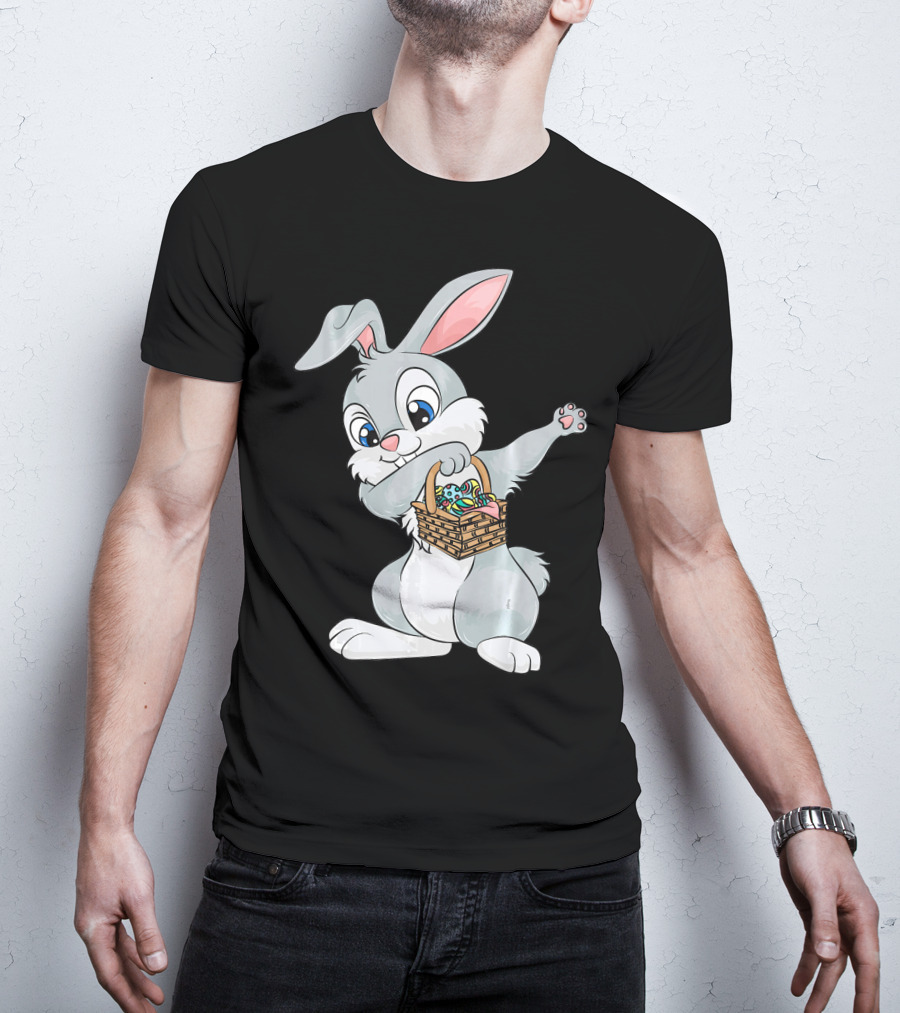Dabbing Easter Bunny With Cute Basket Of Eggs T-Shirt