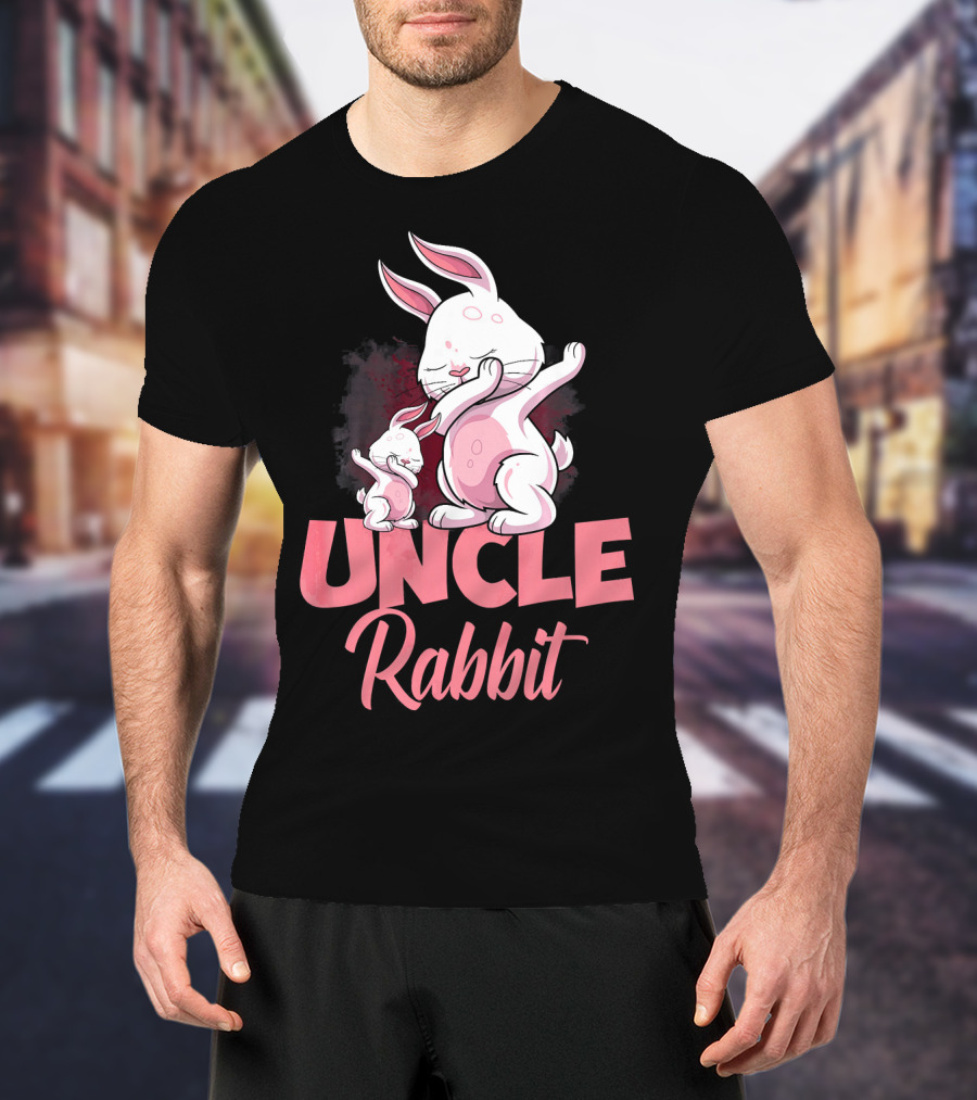 Uncle Rabbit Matching Family Bunny Playful Pink Easter T-Shirt