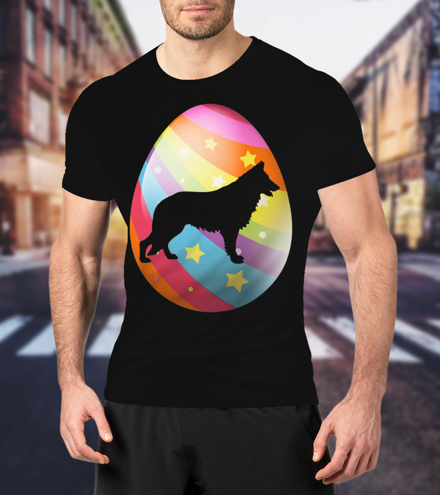 German Shepherd Rainbow Stars Easter Egg T-Shirt