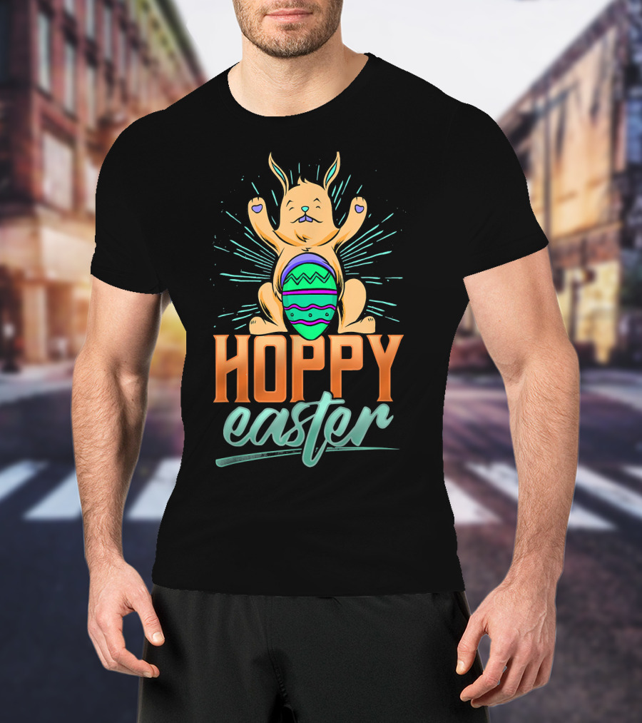 Hoppy Easter Cute Bunny With Easter Egg T-Shirt