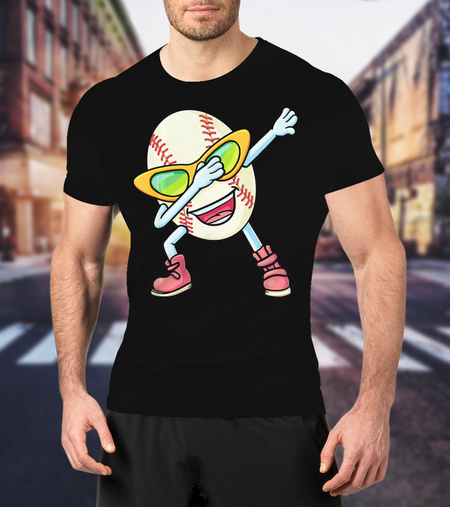 Funny Dabbing Baseball Easter Egg Cartoon T-Shirt