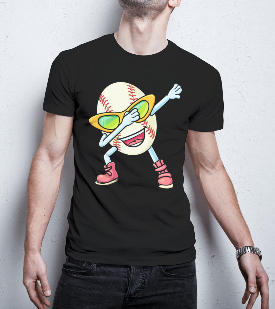 Funny Dabbing Baseball Easter Egg Cartoon T-Shirt