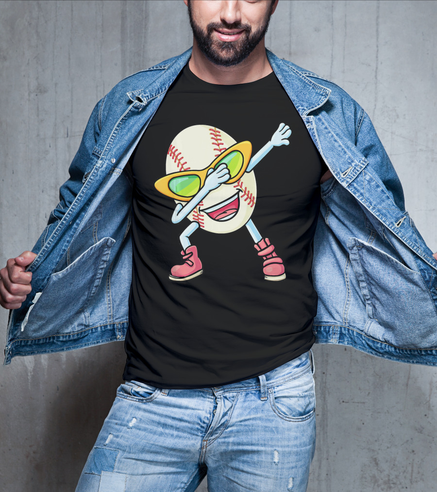 Funny Dabbing Baseball Easter Egg Cartoon T-Shirt