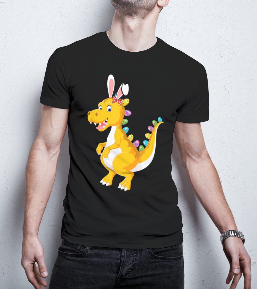 Dinosaur Rex With Bunny Ears And Easter Eggs T-Shirt