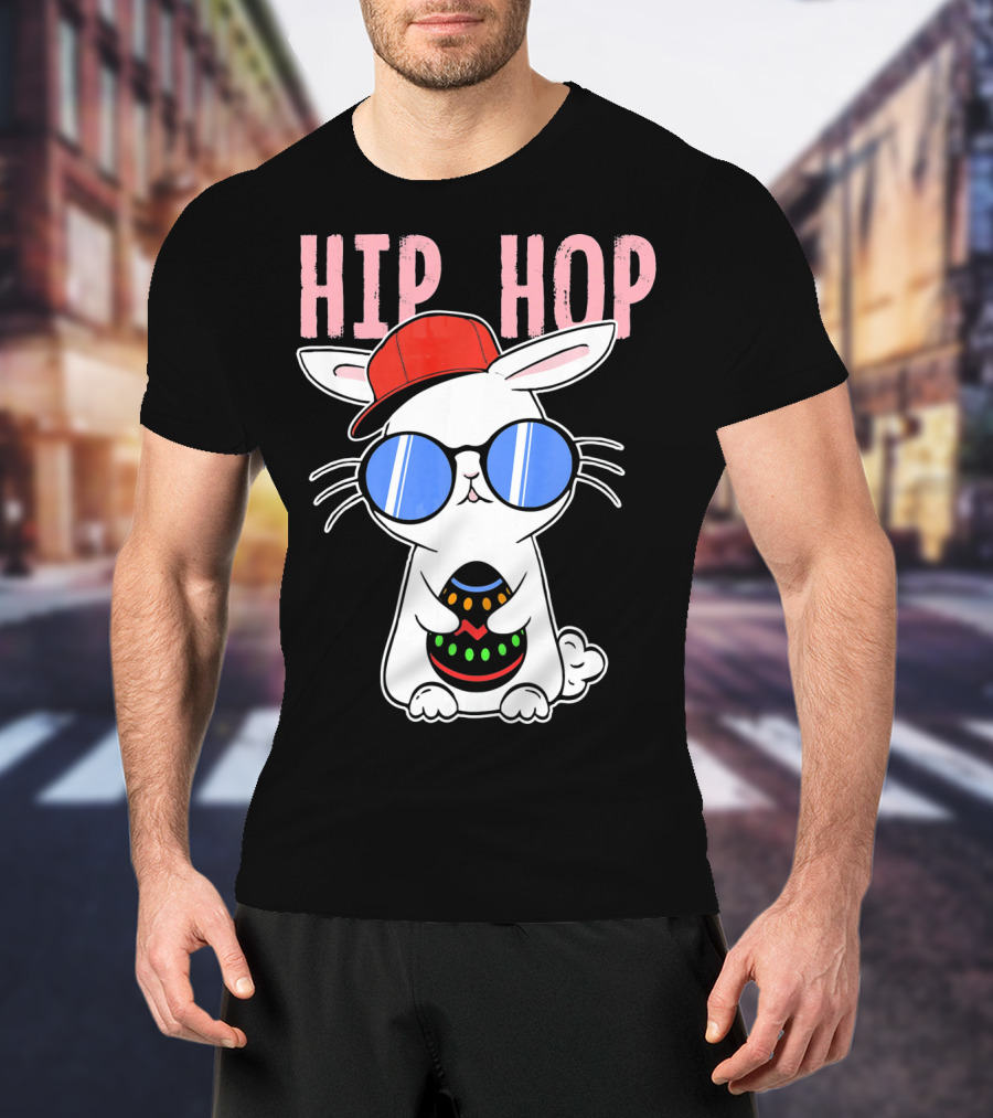 Cool Hip Hop Easter Bunny With Eggs In Sunglasses And Cap T-Shirt