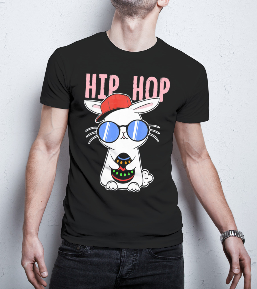Cool Hip Hop Easter Bunny With Eggs In Sunglasses And Cap T-Shirt