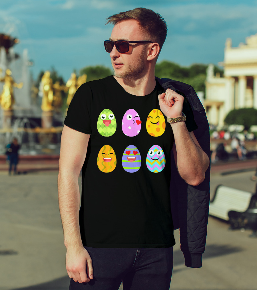 FUNNY EASTER EGG Emoticons Colorful Expressions Collection T-Shirt
