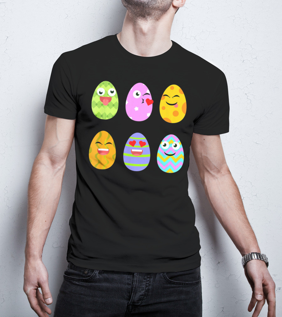 FUNNY EASTER EGG Emoticons Colorful Expressions Collection T-Shirt