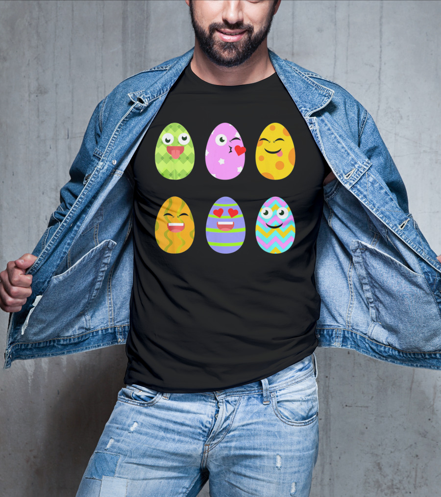 FUNNY EASTER EGG Emoticons Colorful Expressions Collection T-Shirt