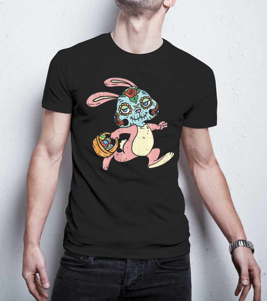 Easter Bunny Sugar Skull Calavera Dia De Los Muertos T-Shirt