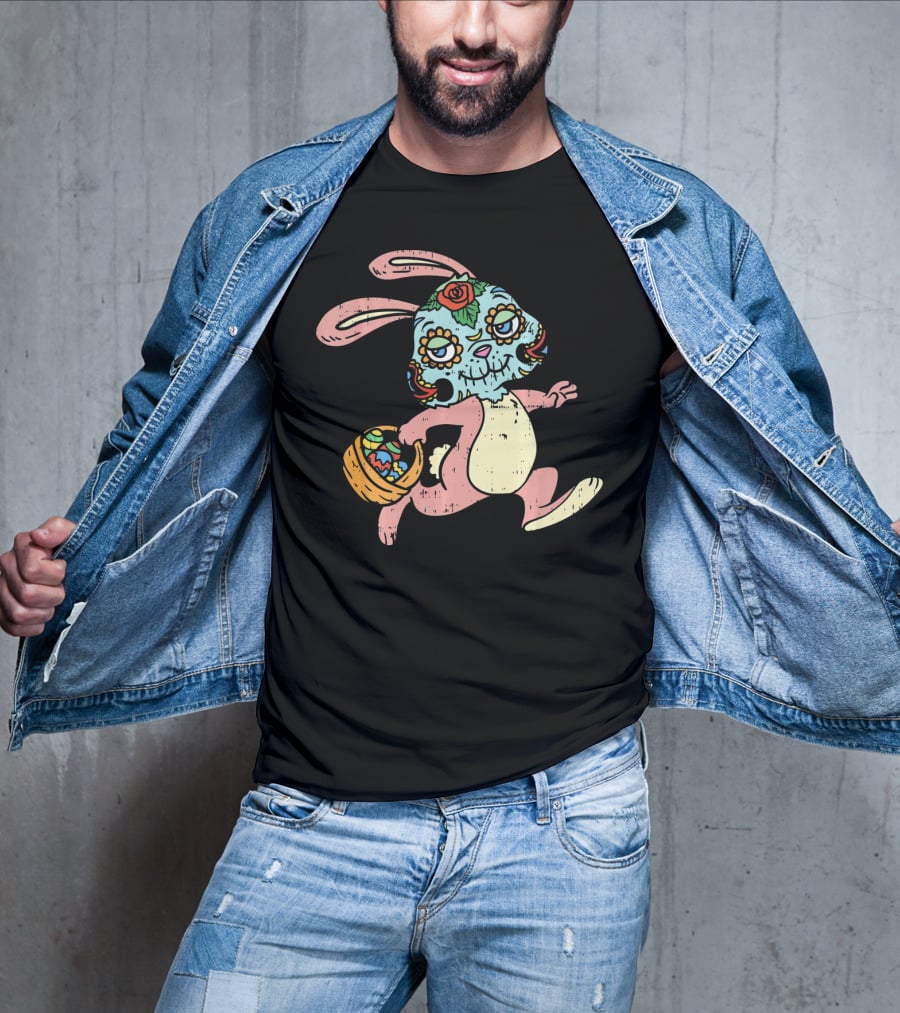 Easter Bunny Sugar Skull Calavera Dia De Los Muertos T-Shirt