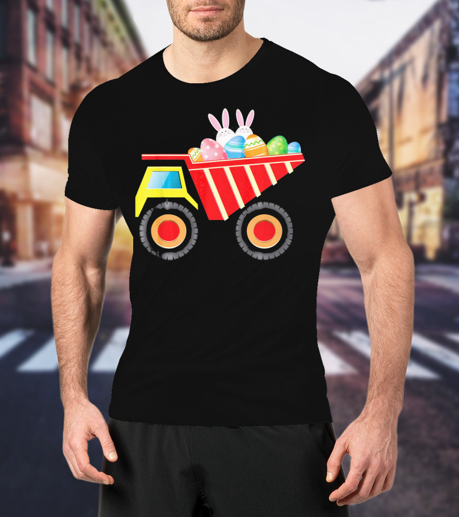 Dump Truck Carrying Easter Day Eggs With Bunny Ears T-Shirt