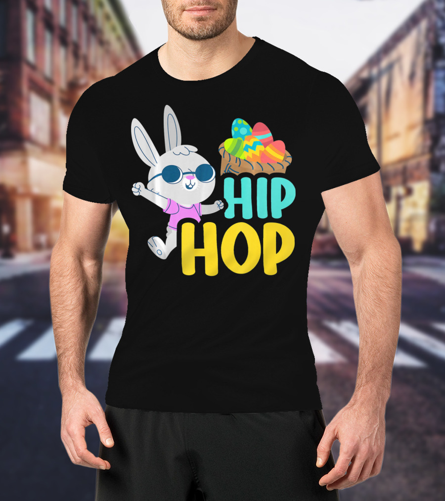 Hip Hop Bunny With Sunglasses And Easter Egg Basket T-Shirt