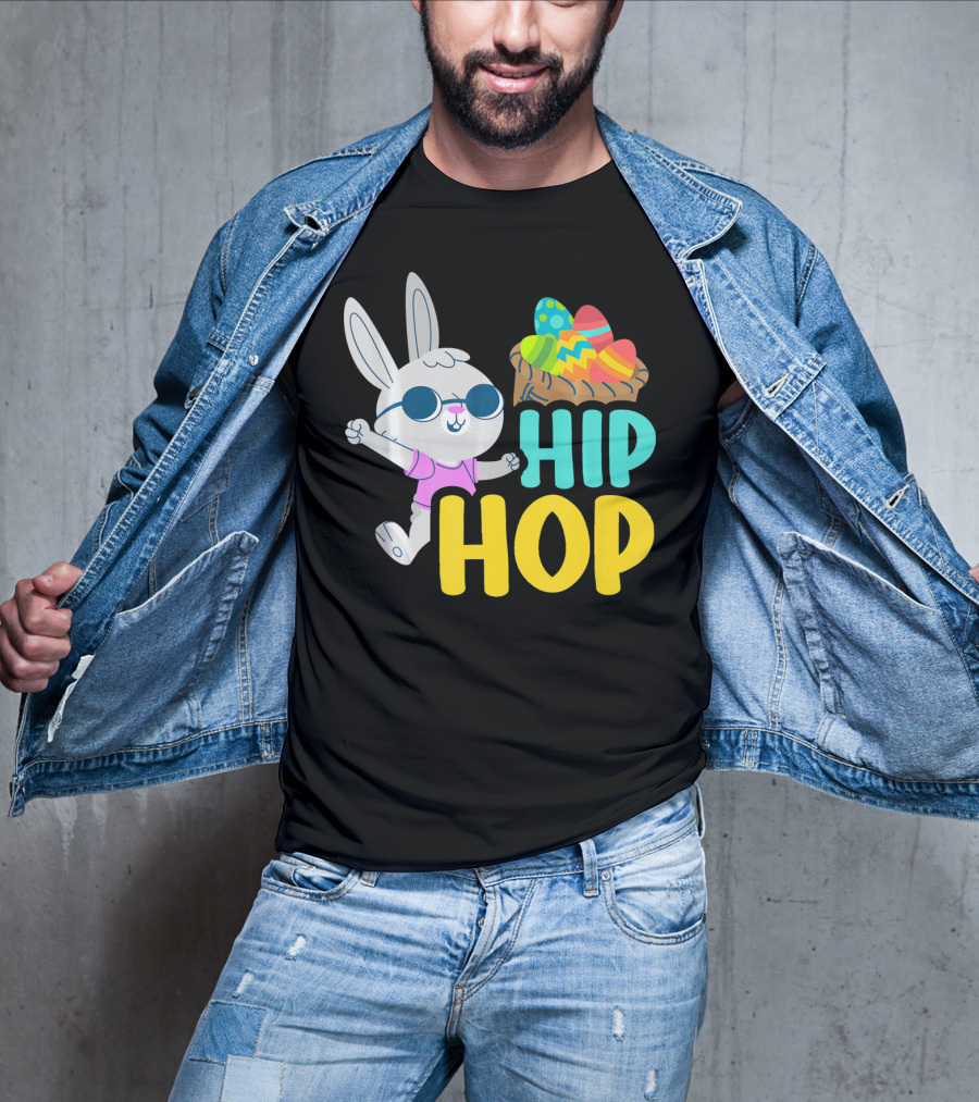 Hip Hop Bunny With Sunglasses And Easter Egg Basket T-Shirt