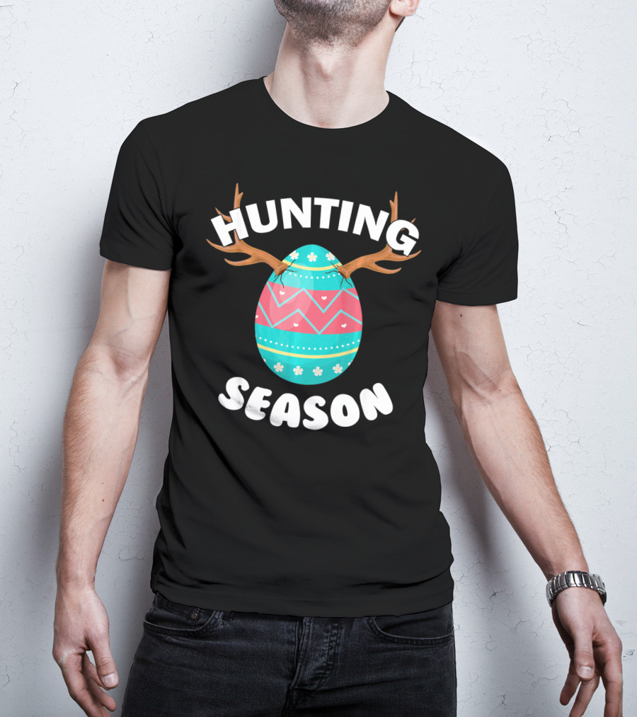 Hunting Season Easter Egg Antlers T-Shirt