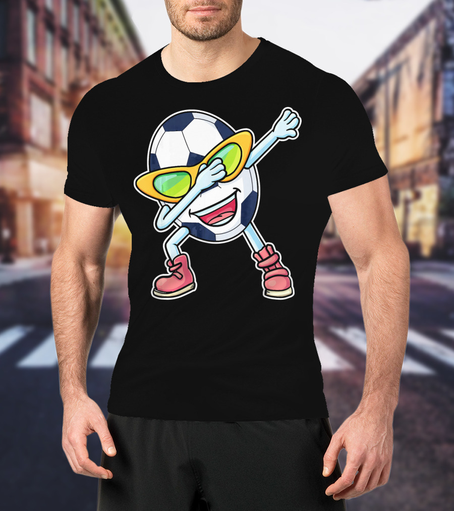 Dabbing Soccer Ball Easter Egg Cartoon With Sunglasses T-Shirt