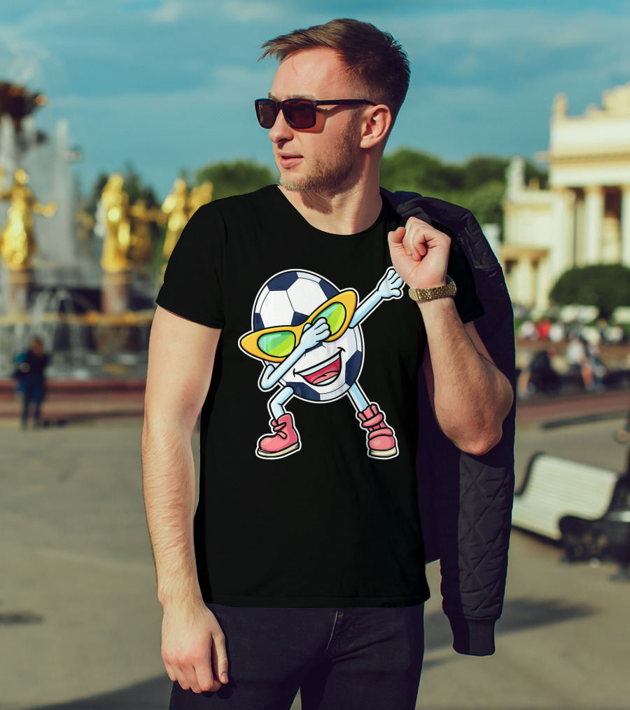 Dabbing Soccer Ball Easter Egg Cartoon With Sunglasses T-Shirt
