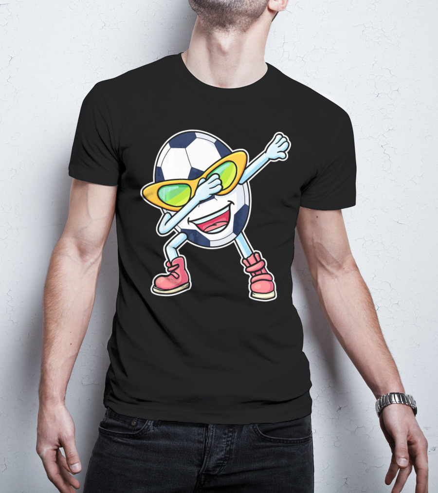 Dabbing Soccer Ball Easter Egg Cartoon With Sunglasses T-Shirt