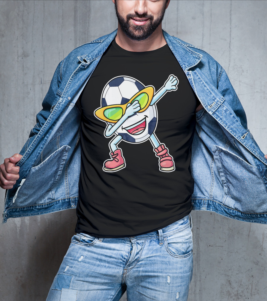 Dabbing Soccer Ball Easter Egg Cartoon With Sunglasses T-Shirt