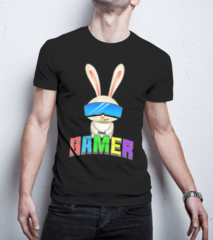 Gamer Easter Bunny With VR Headset And Controller T-Shirt