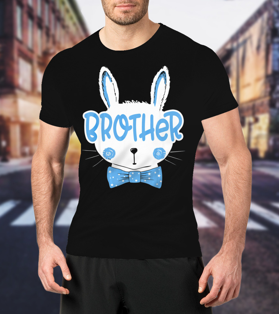 Brother Blue Easter Bunny Star Bowtie T-Shirt