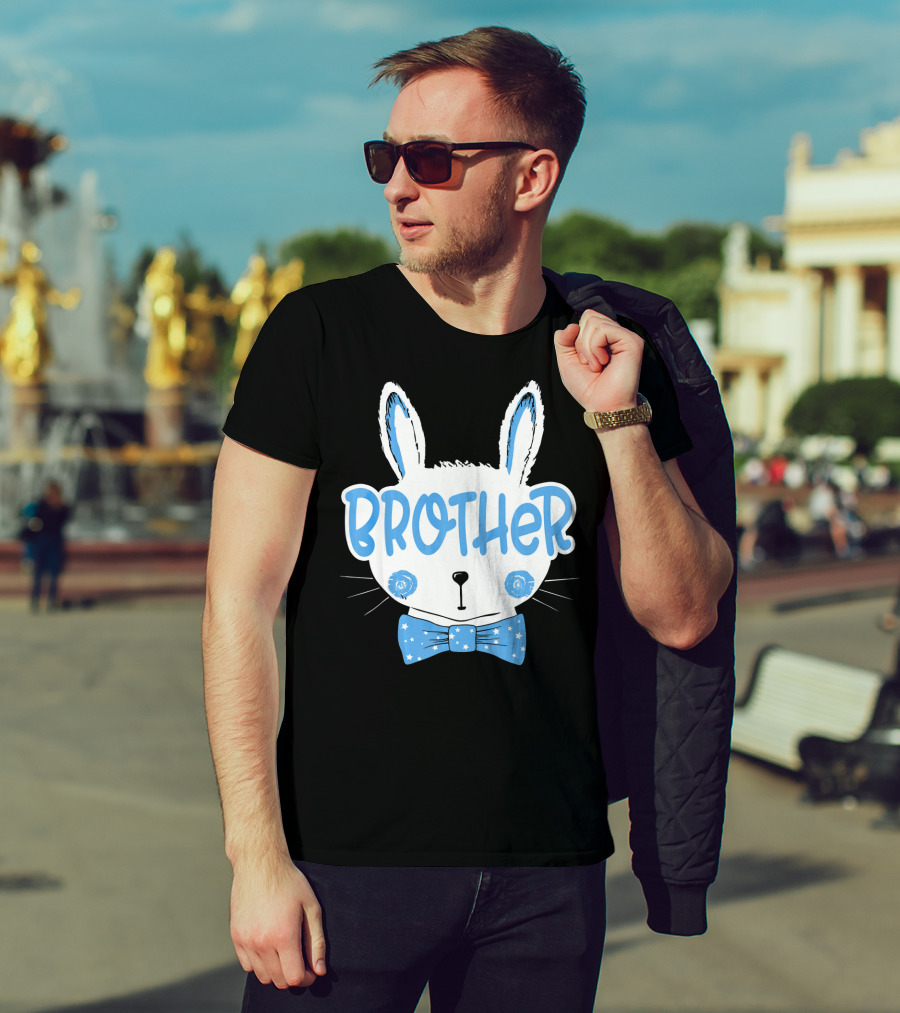 Brother Blue Easter Bunny Star Bowtie T-Shirt