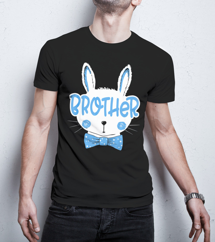 Brother Blue Easter Bunny Star Bowtie T-Shirt