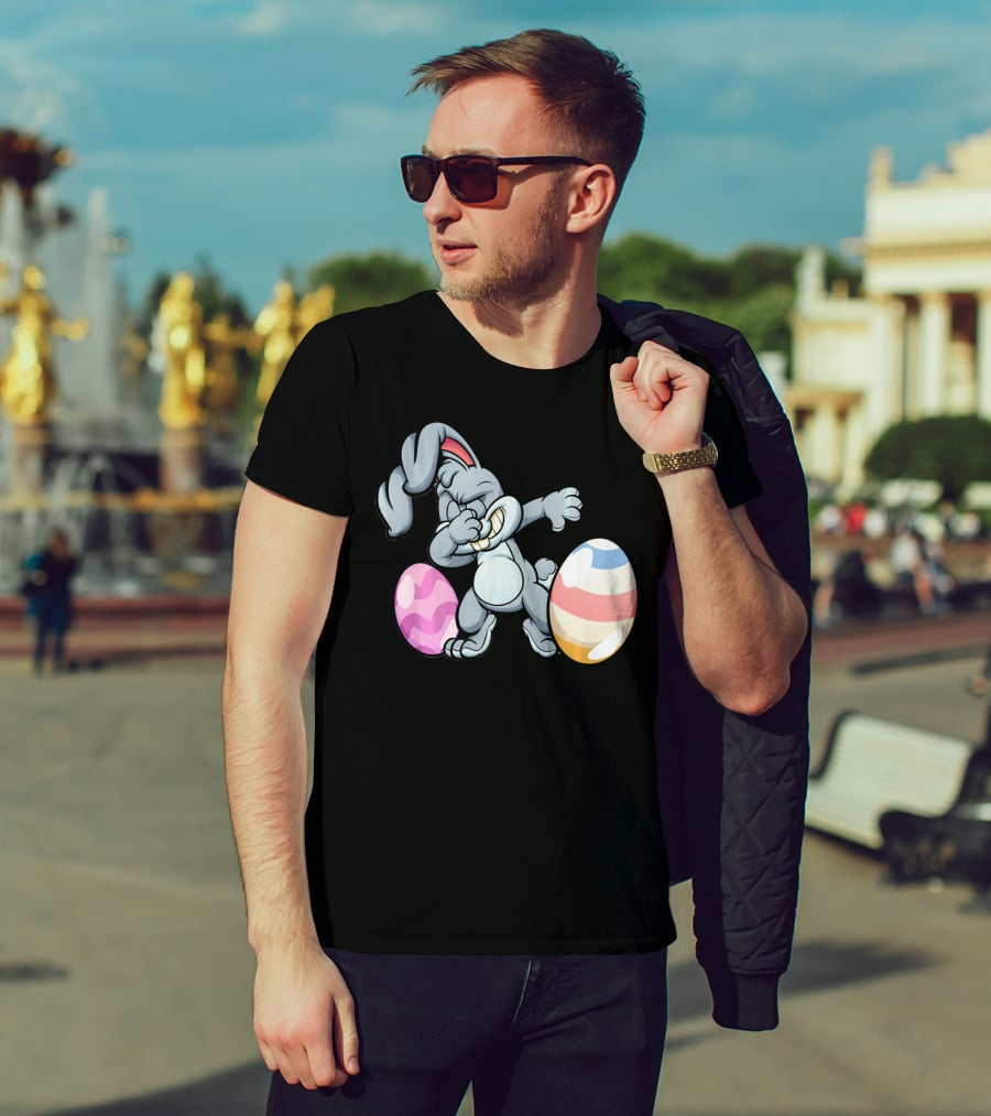 Hilarious Dabbing Easter Bunny Rabbit With Colorful Easter Eggs T-Shirt