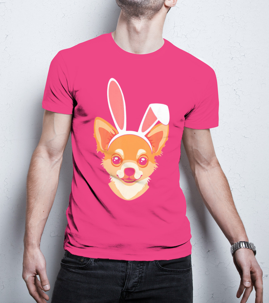 Easter Joy Chihuahua With Bunny Ears Cartoon T-Shirt